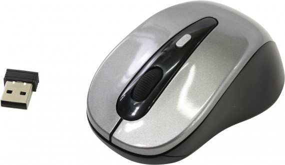 Мышь беспроводная Оклик 435MW USB, 1600 dpi, до 10 м, д/ноутбука, черный/серый